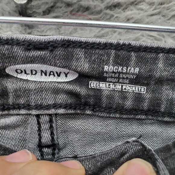 Old Navy Jeans Womens Size 6 Gray Rockstar Super Skinny Button Fly Stretch Denim - Picture 2 of 10